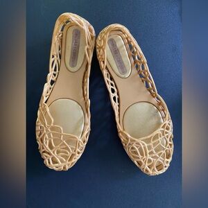 Melissa + Campana Gold Papell Jelly Ballet Flats Size 5